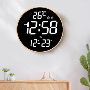 <span class=keywords><strong>Horloge</strong></span> murale numérique LED électronique de 12 pouces en bois avec alarme, <span class=keywords><strong>calendrier</strong></span>, réglage de la luminosité, minuterie, température, décoration <span class=keywords><strong>pour</strong></span> la maison et le bureau - Product Image 4