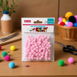 Palline Pompom Ilan 1.0 Cm Rosa 100 Pezzi Decorazioni Artigianali - Product Image 3
