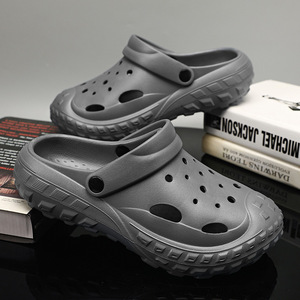 Men's Summer Outdoor Casual <b>Clog</b> Slippers Thick Soled Beach Shoes Comfortable Wear Resistant Solid Color Couple Style - Product Image 2
