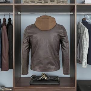 Veste en cuir d'agneau d'hiver pour homme de la meilleure qualité, vêtements de rue enduits avec col à capuche, prix fabricant de veste, vente en gros personnalisée - Product Image 2