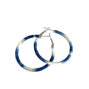 Pendientes de Aro con Hilo Encerado de Algodón, Degradado Azul y Blanco, Estilo Vintage, Joyería de Moda para Mujer, Hechos a Mano, Estilo Boho 2026 - Product Image 4