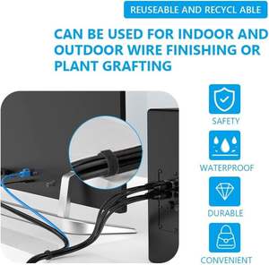 Sangles auto-adhésives réutilisables écologiques en polyester/nylon à double face avec fermeture auto-agrippante - Lavables et résistantes à la chaleur - Product Image 5