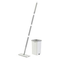 Mopa Plana Giratoria 360 Grados para el Hogar con Cubo de Acero y Escurridor Mágico, Alta Tasa de Deshidratación, Ahorra Energía, para Pisos