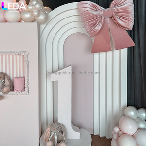 LEDA Professional Custom LED Modern Striped white pink Acrylic three-piece set <b>Backdrop</b> for wedding <b>party</b> Events - Product Image 4