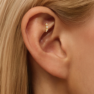 AE093 Boucles d'oreilles créoles tendance en argent sterling S925, motif étoile et trèfle à quatre feuilles, pour femme, cadeaux d'anniversaire, usage <span class=keywords><strong>quotidien</strong></span> - Product Image 4