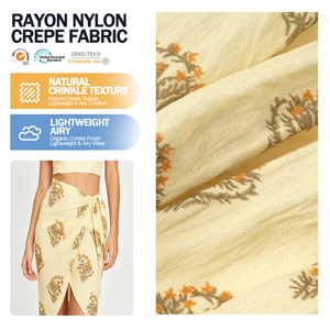 Tela de verano estampada, suave al tacto, de rayón, nailon, crepé, challie, con textura arrugada, para confección de vestidos. - Product Image 1