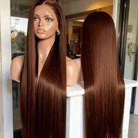 Perruque en cheveux humains brun chocolat sans colle, avec dentelle frontale HD 13x6 pré-épilée et baby hair, perruques à fermeture en dentelle 5x5 brun foncé pour femmes