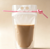 Pochette alimentaire transparente mate à fond plat pour café, café à emporter et boissons d'extérieur