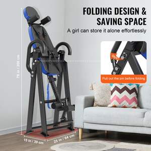 Table d'inversion pliable pour l'entraînement musculaire avec dossier réglable et sangles de sécurité, idéale pour les séances d'entraînement à domicile, en métal - Product Image 5