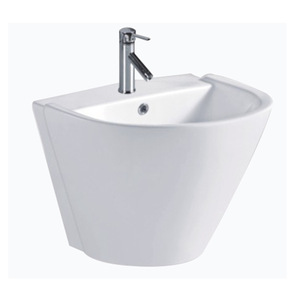 Lavabo demi-pied en céramique blanche CR 610x460x490mm, lavabo à trou unique pour salle de bain d'hôtel - Product Image 5