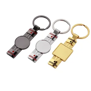 2024 new Rectangular metal blank key chain car license name plate cell phone number key ring holder with epoxy sticker