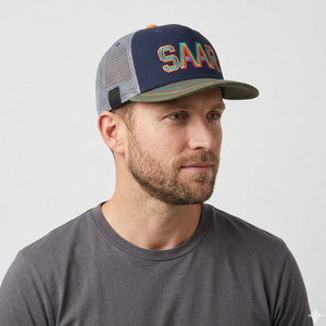 Gorra Snapback Deportiva de 6 Paneles, Azul Marino y Gris, con Logotipo Personalizado SAAR, Bordado 3D, Ajustable, Estilo Urbano, Costuras en Contraste - Product Image 1