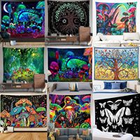 Tapisserie murale en polyester avec motif racines d'arbre cosmique noir, impression HD, résistante à la décoloration, décoration murale, vente en gros, lavage à la main