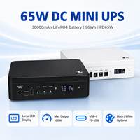 UPS Mini 65W untuk Router WiFi CCTV ONU Baterai LiFePO4 30000mAh PD65W DC 5V 12V 19V Layar LCD