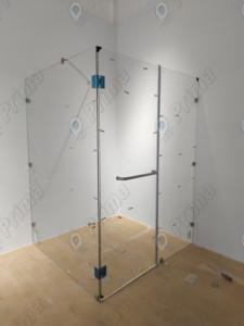Puerta de Ducha Corredera Individual de Cristal con Bisagras Estilo Hogar Prima Custom, Kit Completo para Baño, Negra, 6mm, Tipo Diamante, para Hotel - Product Image 6
