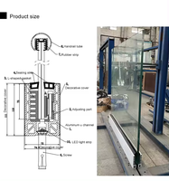 Système de balustrade sans cadre en aluminium et verre trempé HDSAFE HD-L008F contemporain pour terrasse de villa, porche, escalier, avec éclairage LED