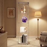 Vitrine à vin moderne à porte simple verrouillable, quatre niveaux en verre trempé, éclairage LED, panneaux blancs et noirs, décoration intérieure haut de gamme