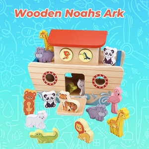 <span class=keywords><strong>Happy</strong></span> Earth - Noahs Ark Ensemble <span class=keywords><strong>de</strong></span> jeu en bois Jouet éducatif Forme animale Puzzle Développement cognitif Jeu d'apprentissage Montessori - Product Image 2