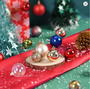 24 boules <span class=keywords><strong>de</strong></span> Noël artificielles <span class=keywords><strong>de</strong></span> luxe en PVC <span class=keywords><strong>de</strong></span> 6/8 cm, décorations miniatures imperméables à suspendre pour la maison et les fêtes - Product Image 1