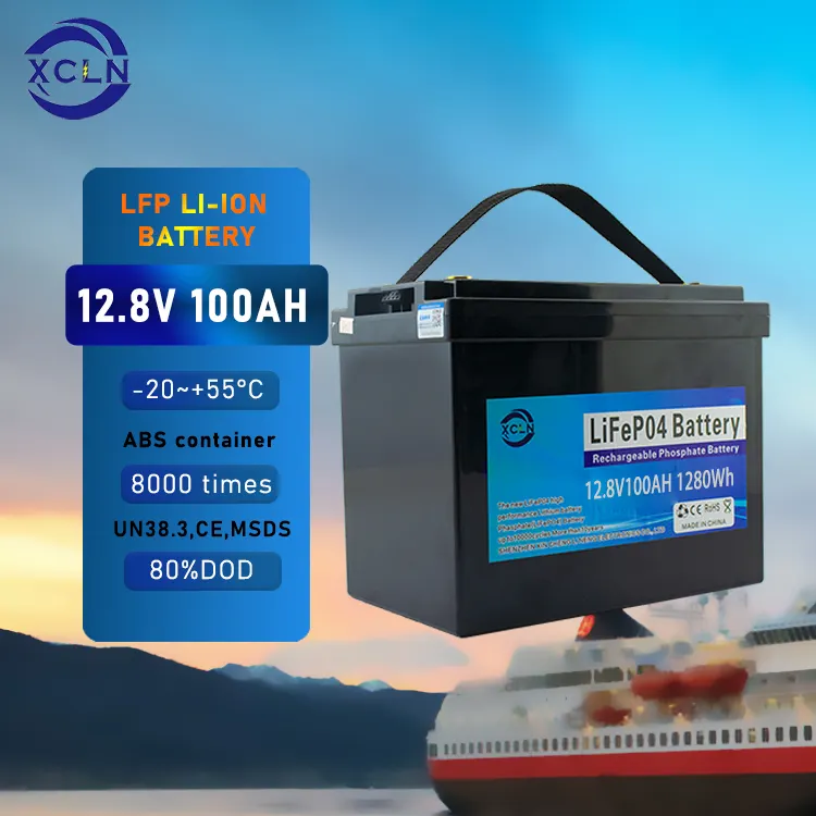 XCLN 12V 200Ah 100Ah 50Ah Batería solar de iones de litio Lifepo4 para RV Caravan Marine Trolling