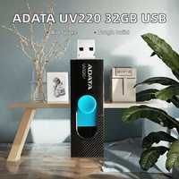 Nueva Memoria USB 3.0 Adata UV220 Personalizada de 32 GB, Estilo Bolígrafo, Color Negro y Azul, en Caja de Plástico para Regalo