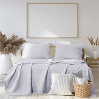 Vente en gros de drap de lit 100% lin parure de lit drap plat literie textile avec 2 taies d'oreiller linge de lit