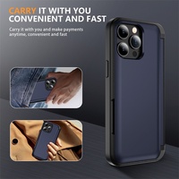Porte-cartes caché double couche conception robuste TPU PC étui de téléphone portable hybride pour iPhone 14 15 pro max