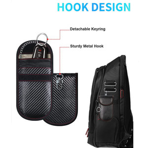 Fibre de carbone voiture porte-clés portefeuille téléphone portable sac rfid bloqueur protecteur pochette porte-clés sac de rangement divers - Product Image 6