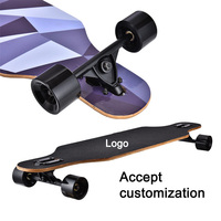 Bunnyhi HB015 Planche à roulettes en bois pour débutant, avec moteur électrique Longboard, logo personnalisé, roues en PU, pour adulte, en érable, pour le divertissement