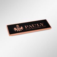 Plaque métallique carrée rétro personnalisée avec logo gravé, étiquette métallique pour sac à main et mobilier – Vente en gros