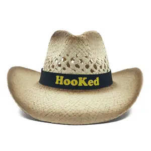 Adulti All'ingrosso Produttori Promozionale Logo Personalizzato Carta Paglia Cappelli Da Cowboy per Mens