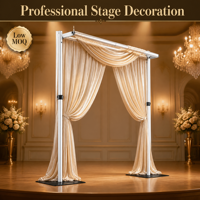 Système de support de toile de fond de mariage robuste et télescopique en métal argenté, réglable, pour événements et scènes