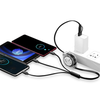 Cable Plano USB TPE Retráctil 5 en 1 con Logotipo Personalizado, Carga Rápida, 1M, Regalo Promocional para iPhone, Android, Tipo-C, Micro