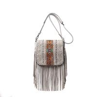 Sac à bandoulière vintage en cuir PU tressé style aztèque avec deux sangles et fermeture éclair, collection Star Fashion Wholesale