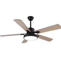 Ventilador de techo moderno de 52 pulgadas de estilo nórdico con luz LED Venta al por mayor Control remoto de venta directa para uso en el baño