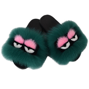 Europäische und amerikanische personal isierte Mode Kleine <span class=keywords><strong>Monster</strong></span> Hausschuhe Fluffy Furry Real Fox Pelz Hausschuhe für Frauen - Product Image 5