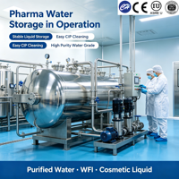 Tanque Horizontal Sanitario de Grado Farmacéutico de 500-30000L, Acero Inoxidable 316L, Pulido Espejo, Agua Purificada, ASME CE, Fabricante