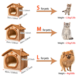 Maison pour animaux de compagnie pliable, maison pour <span class=keywords><strong>chat</strong></span> amovible et lavable, canapé pour chiot, lit pour animaux de compagnie, maison pour chiens extra petits et chats de petite et moyenne taille - Product Image 2