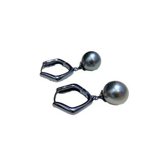 22071DIY Accessoires en perles Argent S925 Plateau vide pour boucles d'oreilles Noir & Argent Bijoux Boucles d'oreilles avec perles rondes de 9-15 mm - Product Image 5