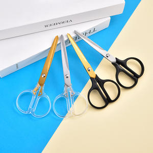 กรรไกรด้ามใส 7 นิ้ว สแตนเลสชุบทอง เครื่องมือตัดกระดาษสำหรับงานฝีมือและการใช้งานประจำวัน - Product Image 5