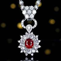 Bague en or massif 18 carats avec rubis naturel non chauffé de Mozambique, couleur sang de pigeon, ovale 1,02 ct, et 48 diamants, bijou de déclaration pour mariage