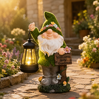 Solar-Gartenzwerg-Statue mit LED-Laterne aus Kunstharz für Rasen, Terrasse, Hof und Gartendekoration