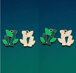 Accesorios de Joyería de Aleación de Bambú con Esmalte, Estilo Chino, con Diseño de Panda, para Fabricación de Pendientes y Llaveros Hechos a Mano, Personalización al por Mayor - Product Image 1