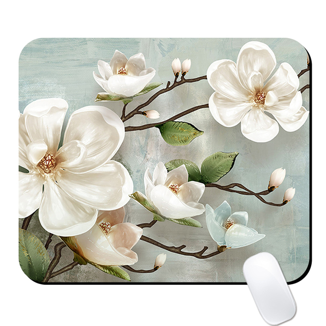 Wholesale Anti-Slip Natural Rubber Desk Mat Xxl Magnolia Bloom Durable Custom Pattern Size Gaming Keyboard and Mouse Pad