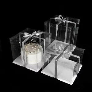 Transparante Taartdoos Op Maat Gemaakte Cadeau Food Grade Plastic Taartdoos Verpakking Doorzichtige Mini Cakebox