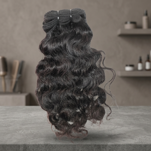 Extensiones de Cabello Humano Virgen Indio Ondulado Profundo, Tejido a Máquina, Doble Trama, Color Negro, Puntas Dobles - Product Image 4