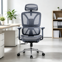 Fauteuil de bureau ergonomique moderne en tissu noir avec base inclinable douce, fauteuil pivotant et appui-tête