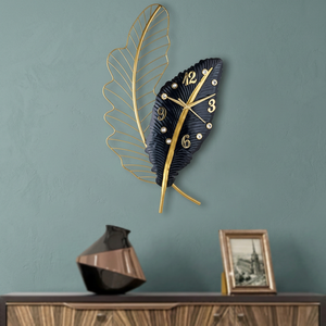 Modern Metal Leaf <b>Wall</b> <b>Clock</b> Abstract Geometric <b>Design</b> Silent Quartz Analog Hanging <b>Clock</b> for Living Room Decor - Product Image 5