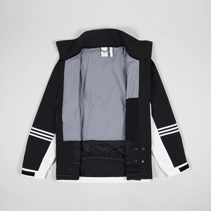 เสื้อแจ็คเก็ตกันลมแบบแพทช์เวิร์คสั่งทำพิเศษ แจ็คเก็ตกันน้ำสำหรับกิจกรรมกลางแจ้งแบบทูโทน สีดำและสีขาว - Product Image 2
