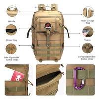 Sac à dos tactique LUPU 45L, imperméable, en Oxford, camouflage, fermeture éclair, antivol, randonnée, camping, équipement de plein air